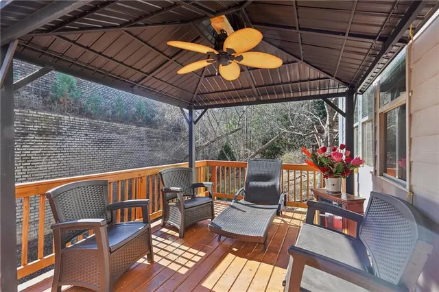 a view of deck with seating space