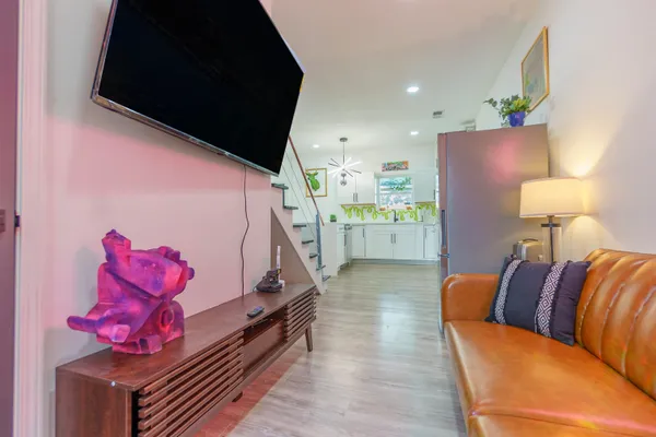 a living room with furniture