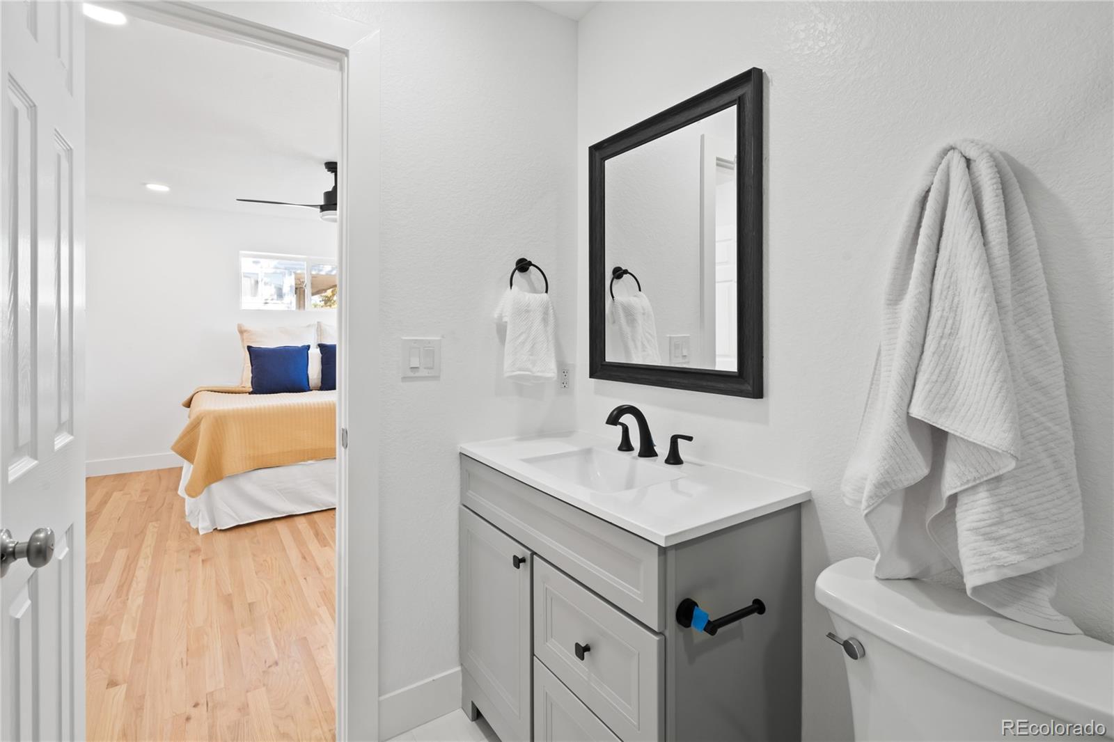 7921 Raleigh Street Westminster, CO 80030 - Photo 25 of 43 a bathroom with a sink and a mirror