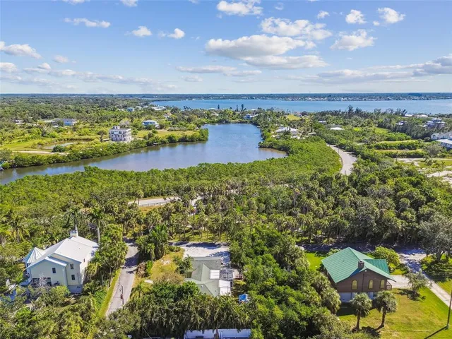a view of a lake with a city