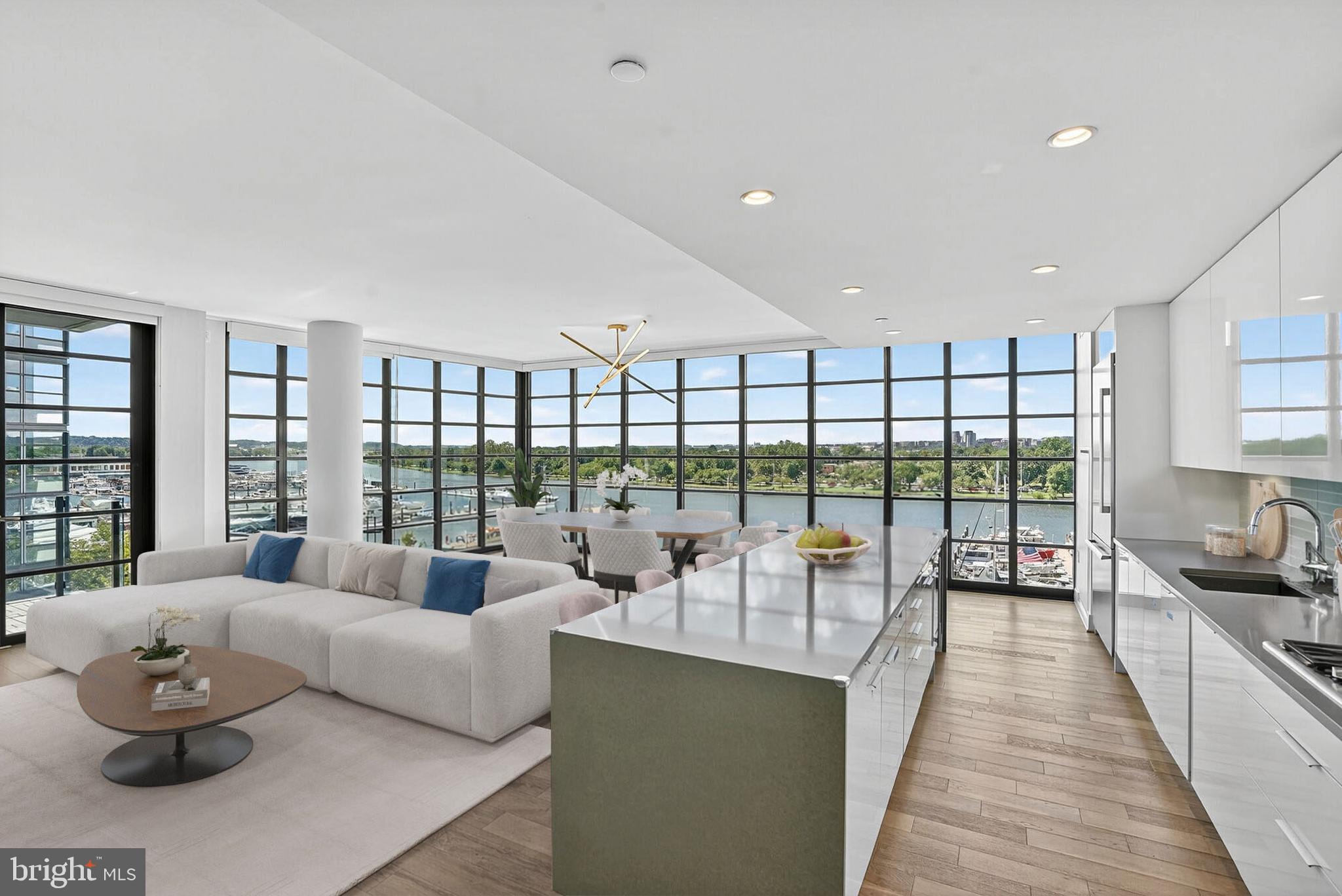 45 Sutton Square Southwest, Unit 509 Washington, DC 20024 - Photo 4 of 26 Expansive dining & living room with terrace