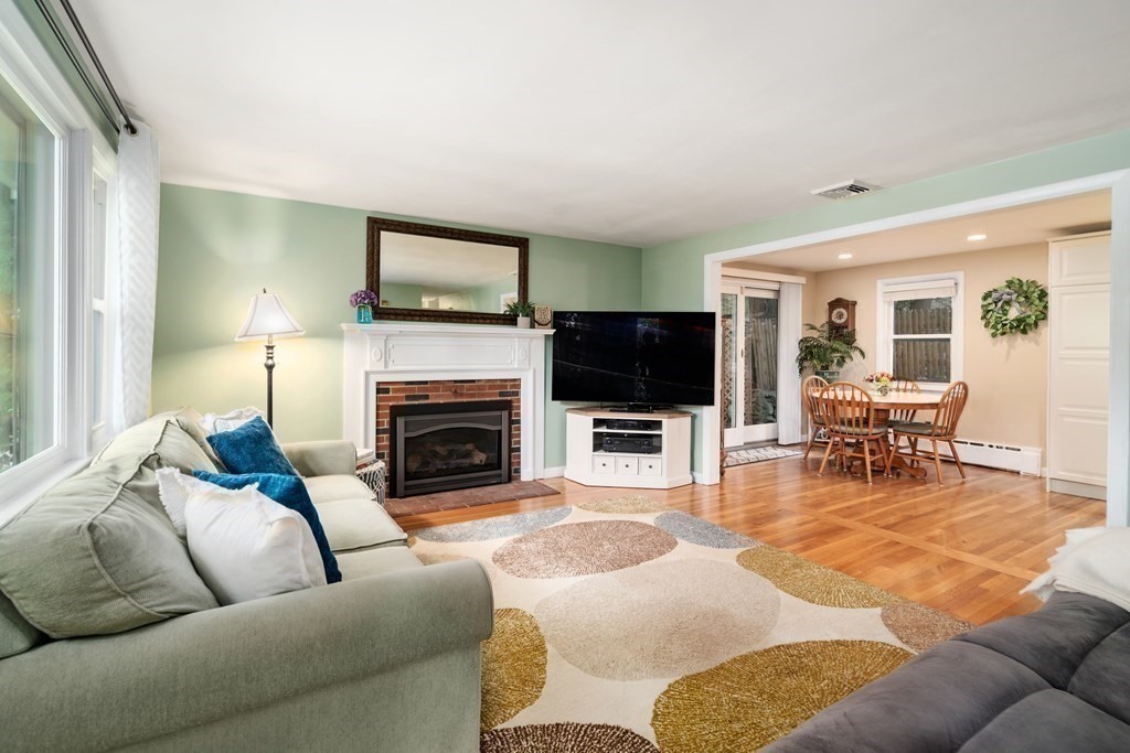 1 Bow Street Wellesley, MA 02481 - Photo 7 of 37 a living room with furniture a flat screen tv and a fireplace