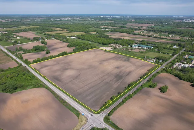 an aerial view of a garden