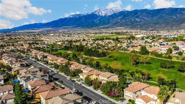 a view of a city with mountain