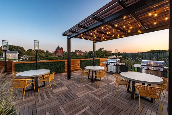 a outdoor space with lots of furniture and a couch