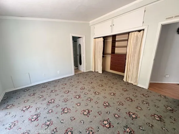 a view of a big room with closet and wooden floor