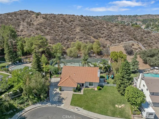 an aerial view of a house
