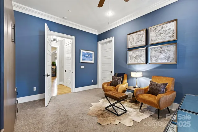 a living room with furniture and windows