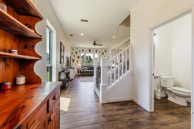 a view of a living room and dining room