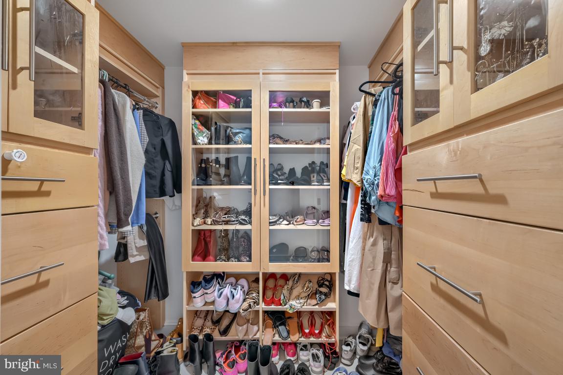 250 President Street, Unit 211 Baltimore, MD 21202 - Photo 16 of 63 a view of walk in closet with clothes and shoes