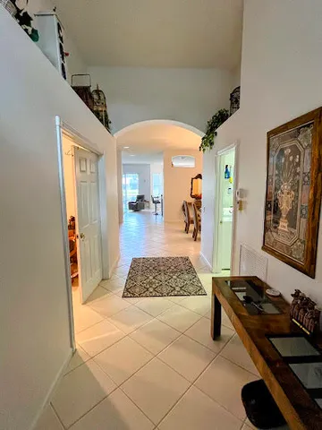 a bedroom with furniture and a table