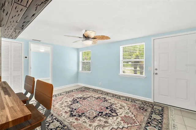 a view of a livingroom with a window