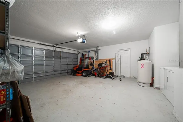 a view of a garage with furniture