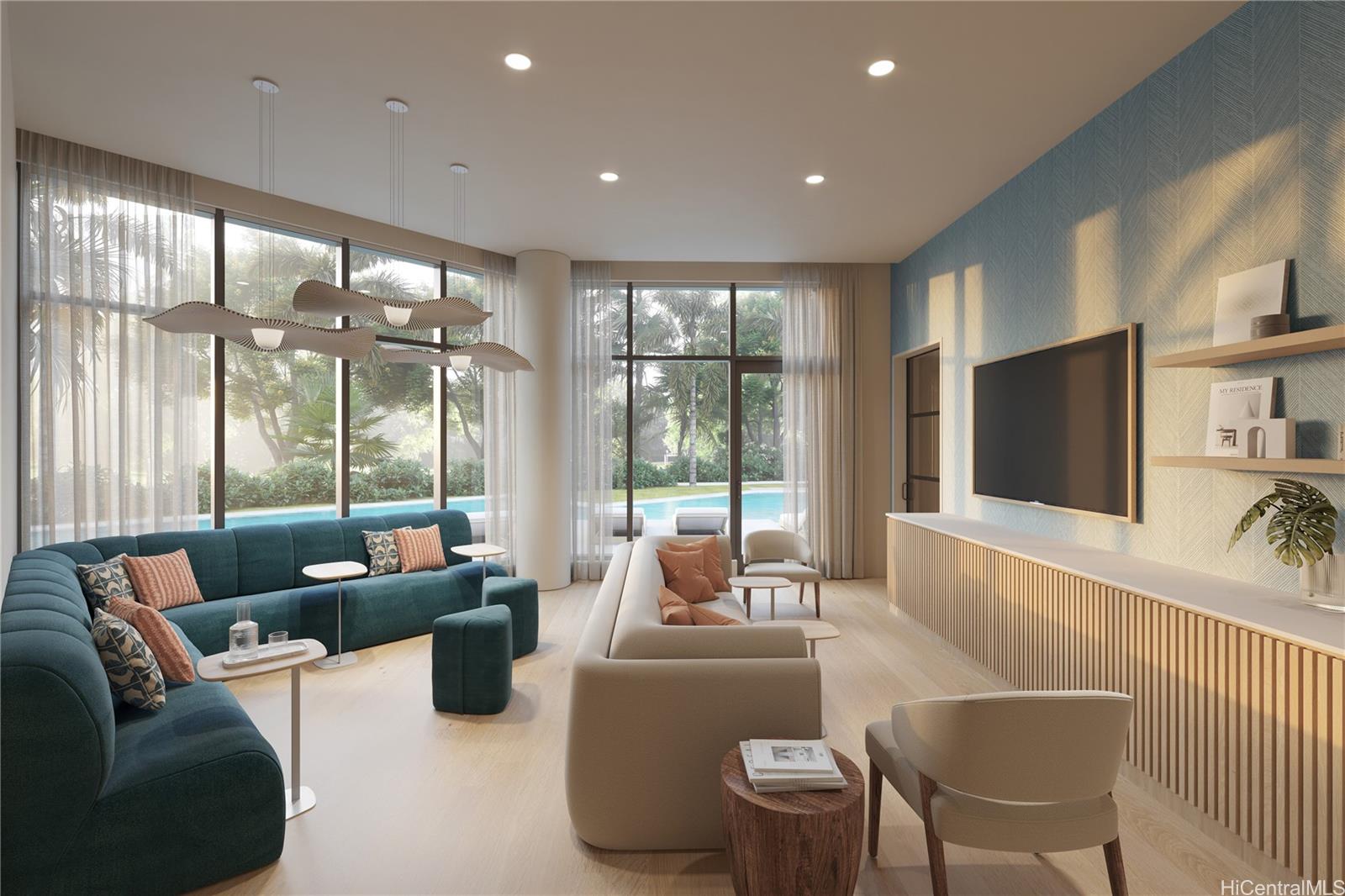 2599 Kapiolani Boulevard, Unit 2817 Honolulu, HI 96826 - Photo 16 of 25 a living room with furniture and a flat screen tv