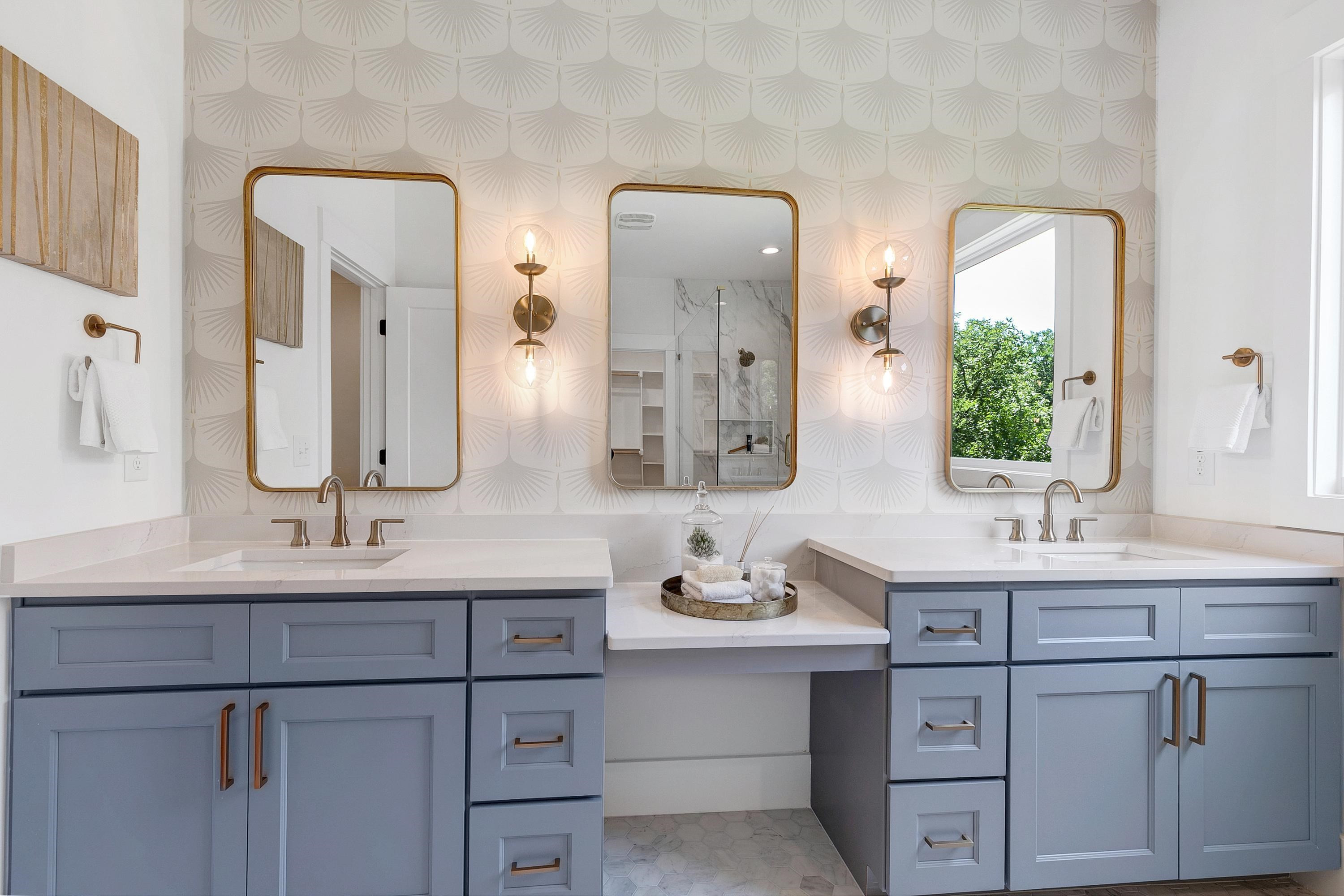 118 Summit Avenue Raleigh, NC 27603 - Photo 14 of 30 a bathroom with a double vanity sink mirror and