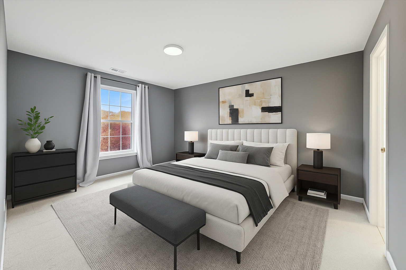 1101 Yorkshire Court, Unit C Elgin, IL 60120 - Photo 9 of 19 a spacious bedroom with a bed and a couch