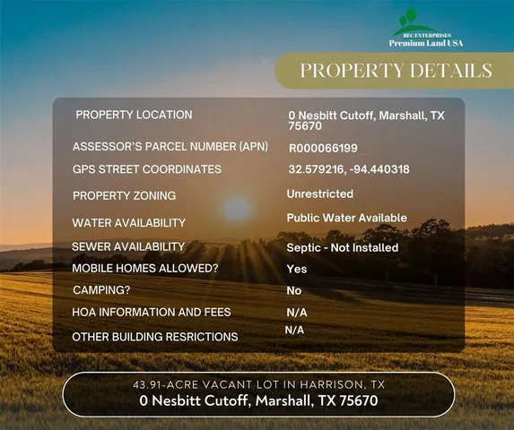 $154,900 | 0 Nesbitt Cutoff Marshall, Marshall, TX 75670