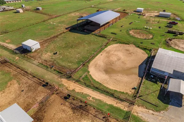 an aerial view of a house