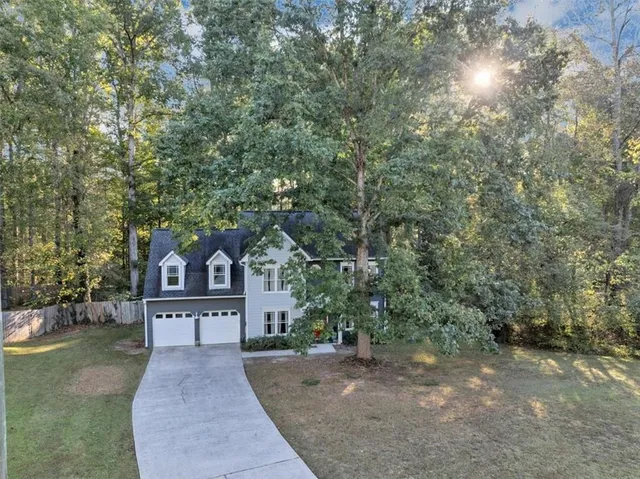 an aerial view of a house