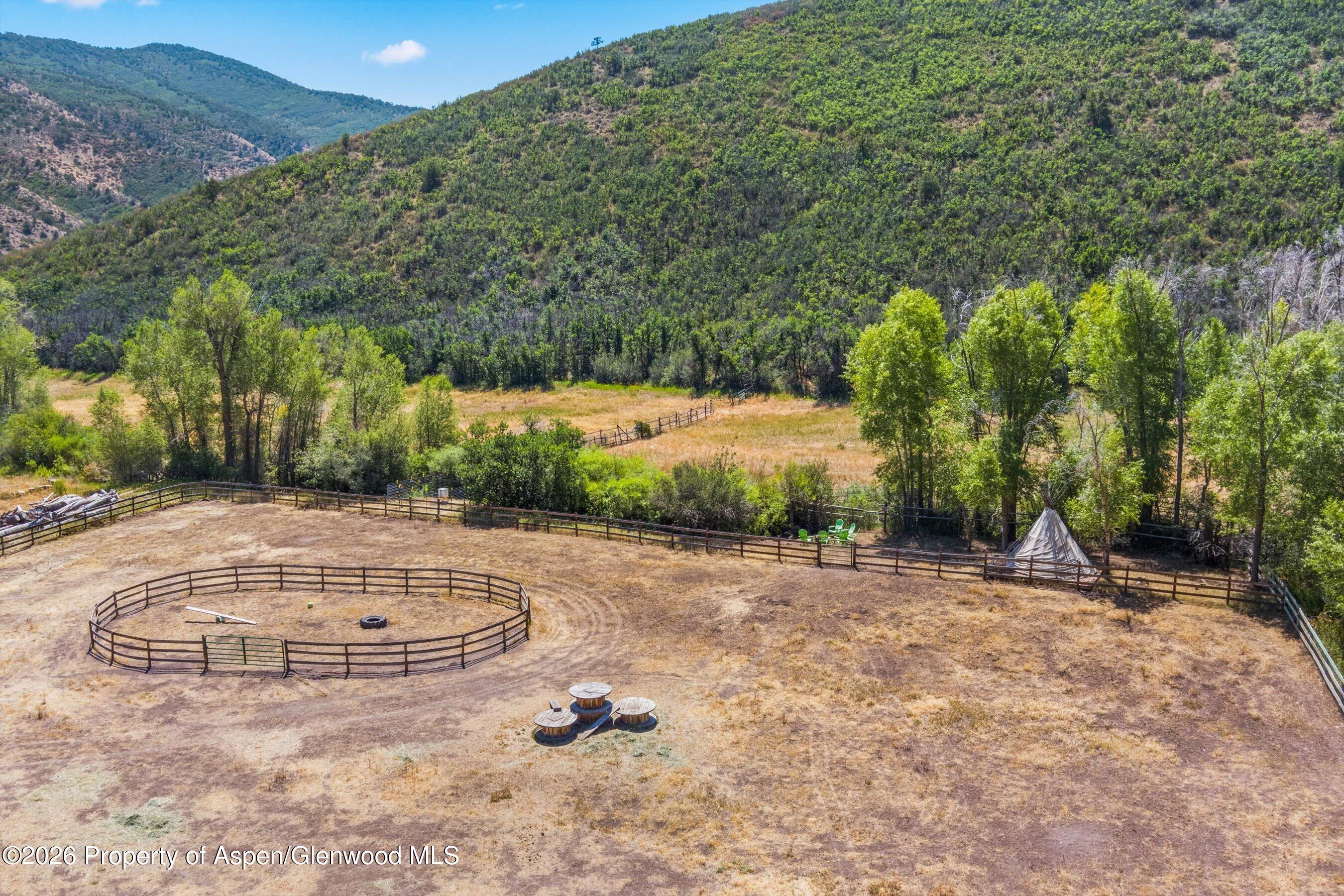 360 West Sopris Creek Road Basalt, CO 81621 - Photo 6 of 52 Lower pasture w/ Riding Arena