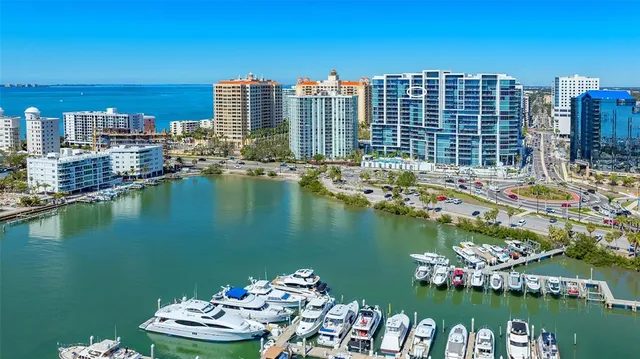 a view of a city with ocean