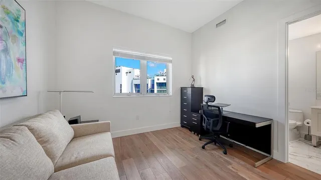 a view of a city with tall buildings