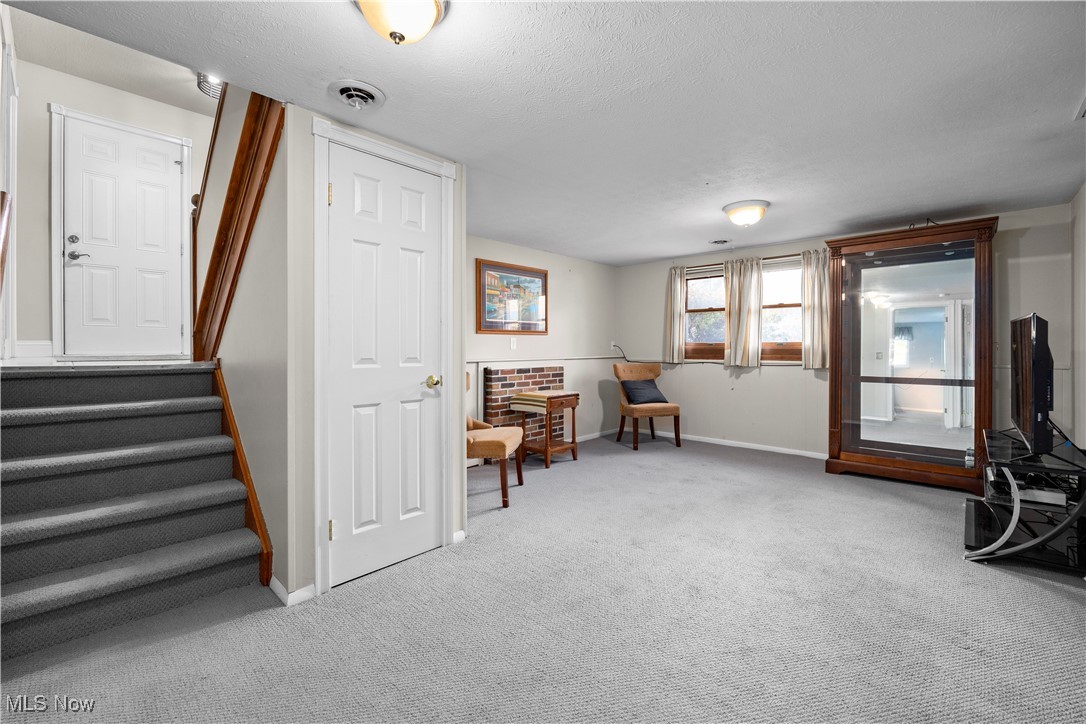 9265 Root Road North Ridgeville, OH 44039 - Photo 28 of 40 Family room area with a textured ceiling and carpet flooring