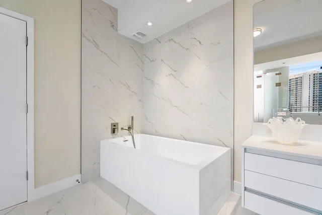 a balcony with view of city