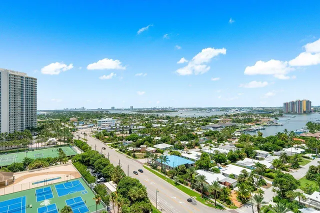 a view of a city with tall buildings