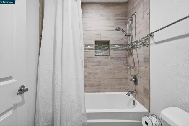 a bathroom with a bathtub