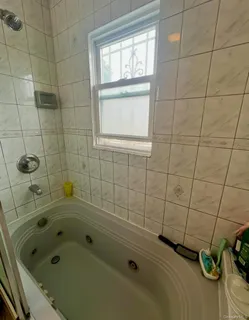 a bathroom with a tub