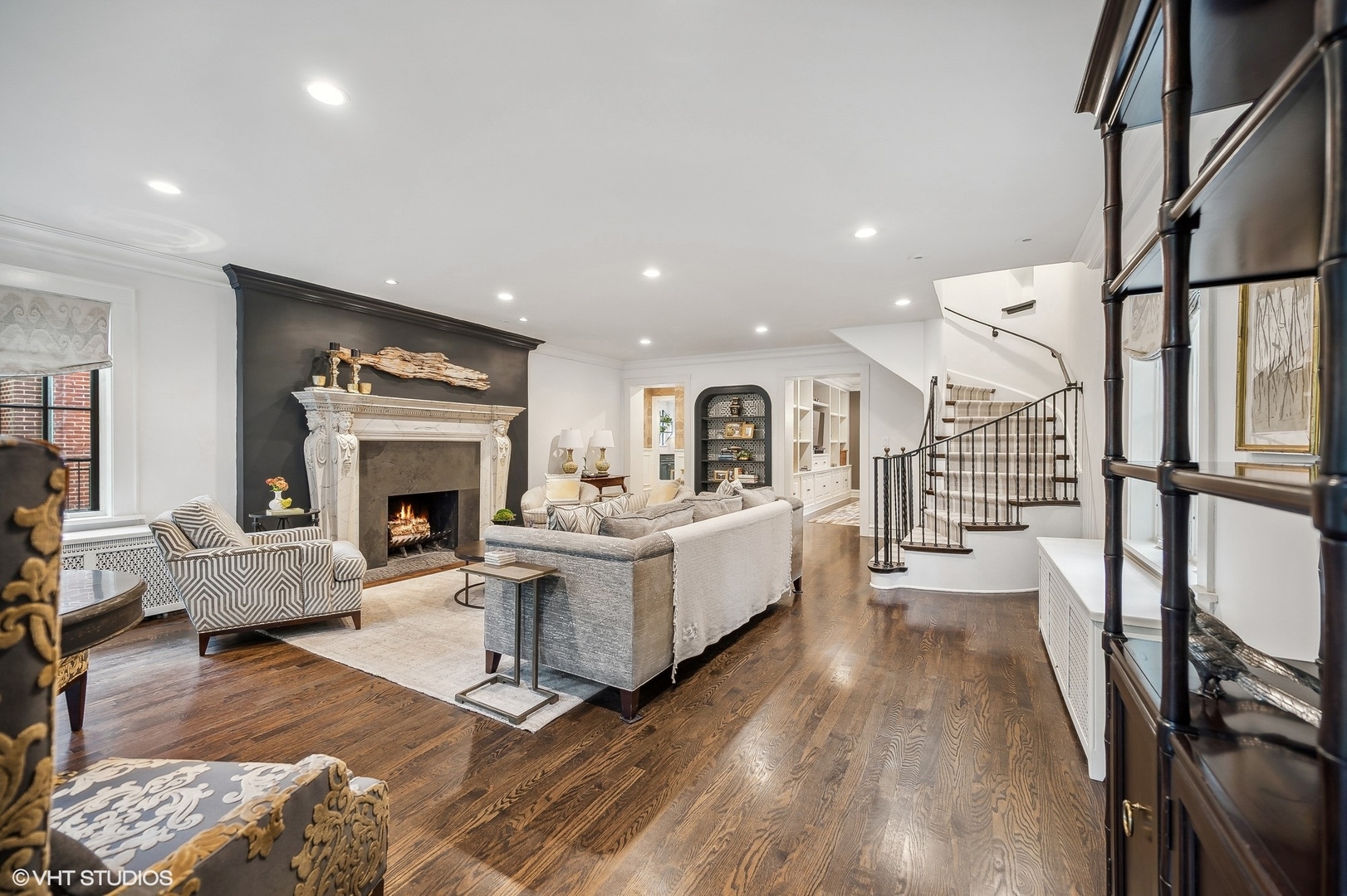 354 Elder Lane Winnetka, IL 60093 - Photo 13 of 71 a living room with furniture large window and a fireplace