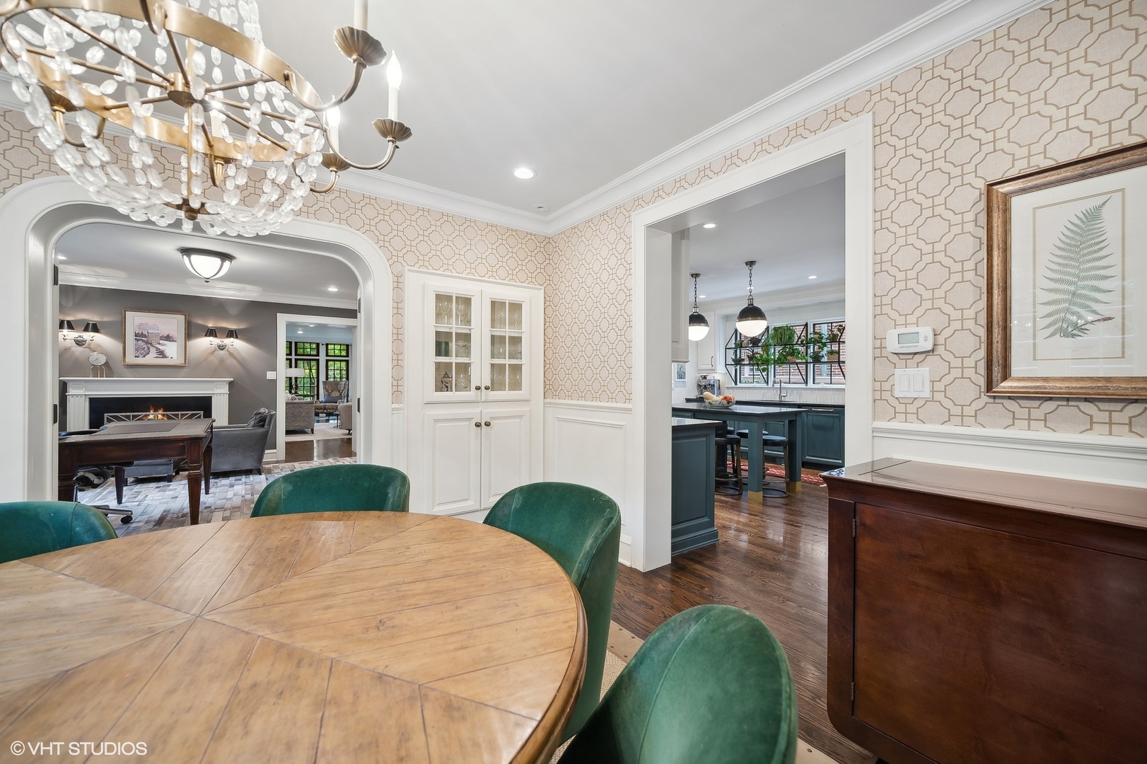 354 Elder Lane Winnetka, IL 60093 - Photo 27 of 71 a living room with fireplace furniture and a chandelier