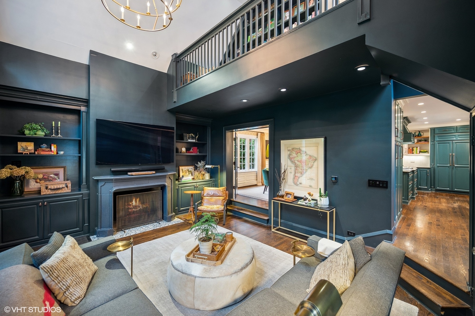 354 Elder Lane Winnetka, IL 60093 - Photo 44 of 71 a living room with fireplace furniture and a flat screen tv