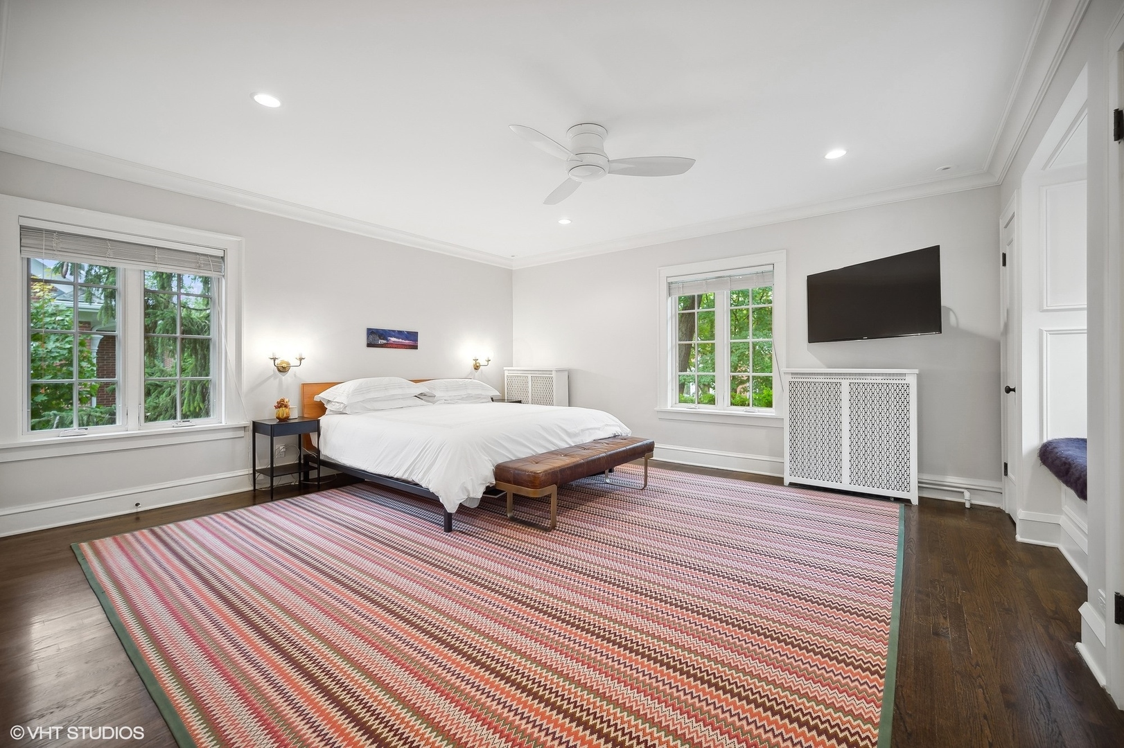 354 Elder Lane Winnetka, IL 60093 - Photo 52 of 71 a spacious bedroom with a bed and a flat screen tv