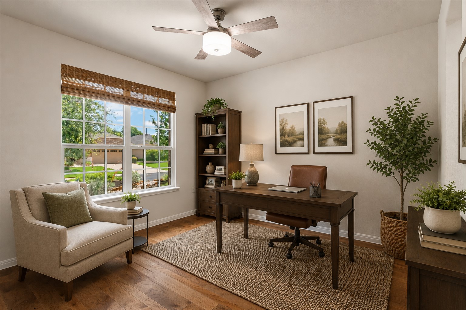 104 Coffee Mill Creek Road Georgetown, TX 78633 - Photo 4 of 40 Versatile flex room with engineered wood flooring, abundant natural light, and endless possibilities as a home office, study, hobby room, or additional living area.