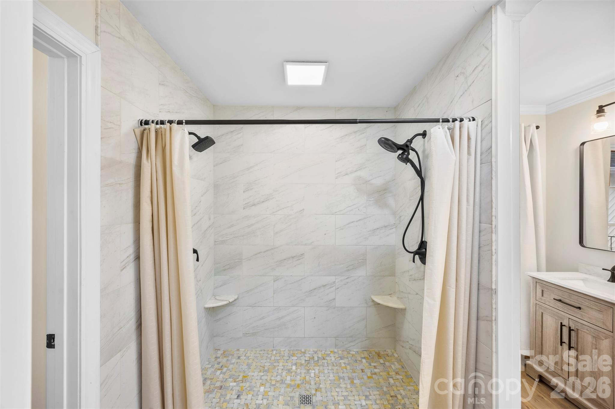123 Chestnut Ridge Road Kings Mountain, NC 28086 - Photo 14 of 36 a bathroom with a shower and a glass door
