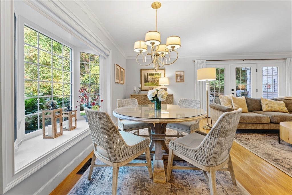 16 Preacher Road, Unit 16 Milton, MA 02186 - Photo 16 of 32 a view of a dining room with furniture a chandelier and large windows