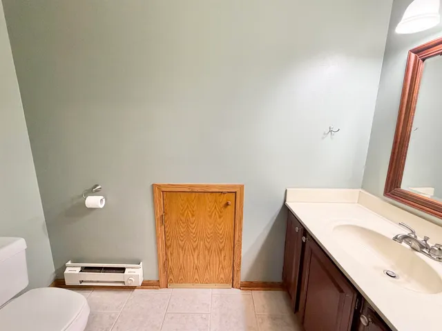 a view of a room with racks on the wall