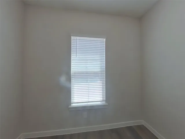 a view of a small space with a window