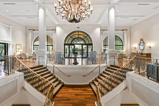 a view of a living room and dining room