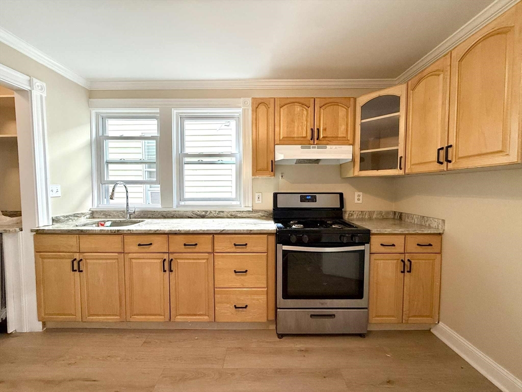 19 Howell Street, Unit 2 Boston, MA 02125 - Photo 3 of 16 a kitchen with stainless steel appliances granite countertop a stove a sink and a microwave