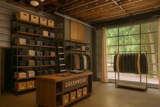 a kitchen with refrigerator and cabinets