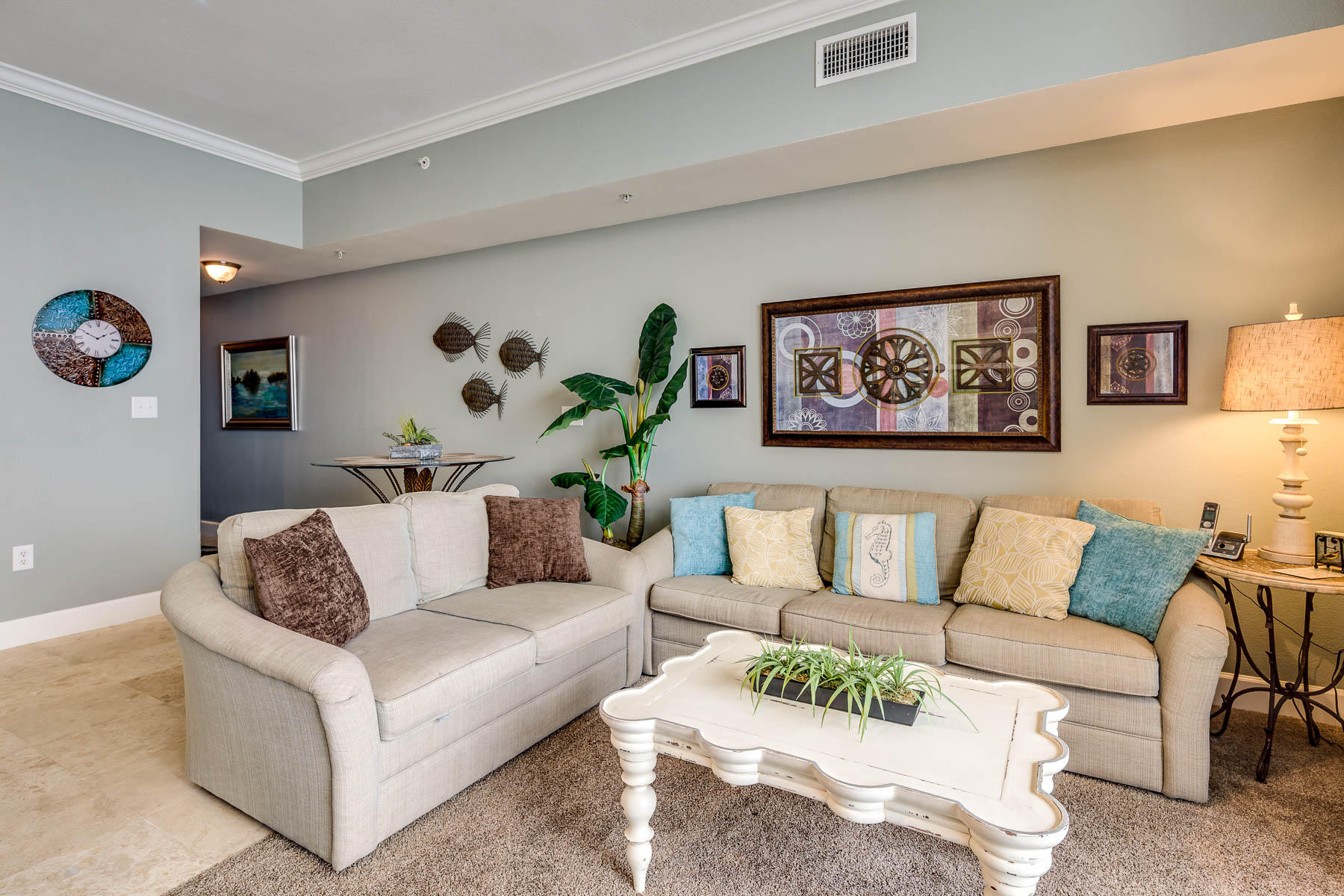 a living room with furniture and a couch