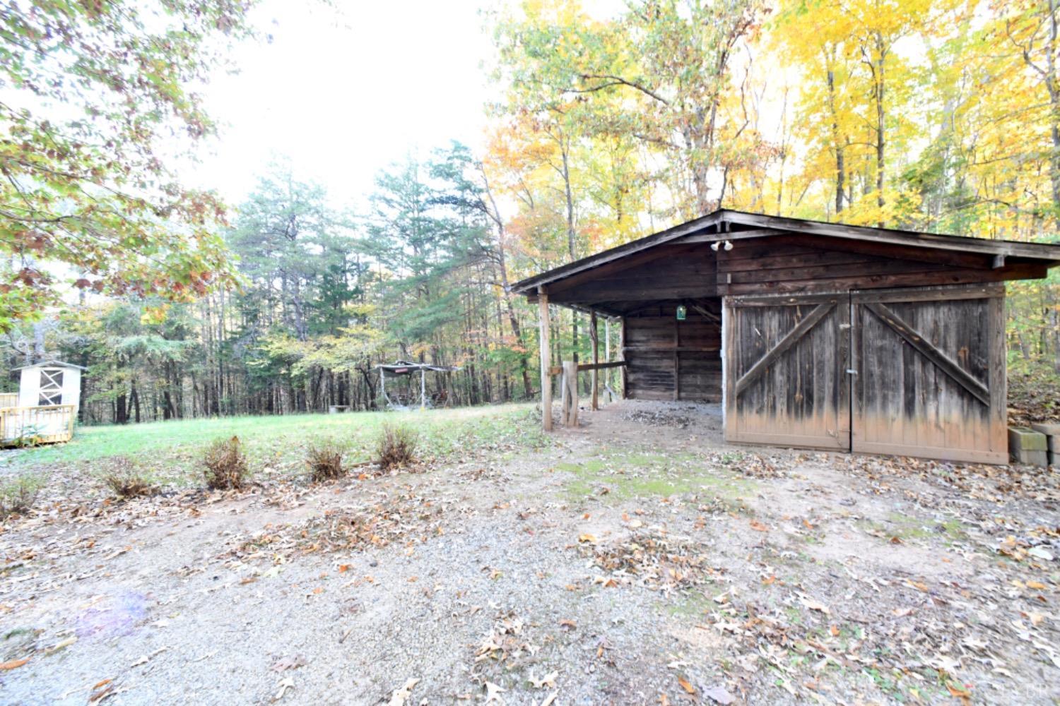 299 Sunset Ridge Drive Farmville, VA 23901 - Photo 38 of 38 a view of a barn with a table and chairs under an umbrella