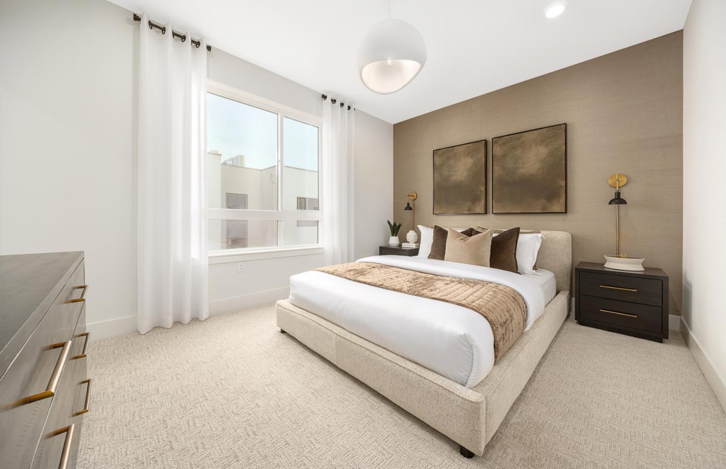 400 Tonkin Terrace, Unit 4 Sunnyvale, CA 94089 - Photo 3 of 17 a bedroom with a bed and a flat tv screen on dresser