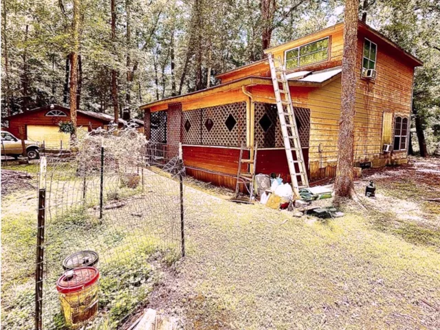 an outdoor space with patio