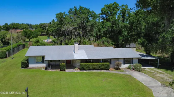 an aerial view of a house