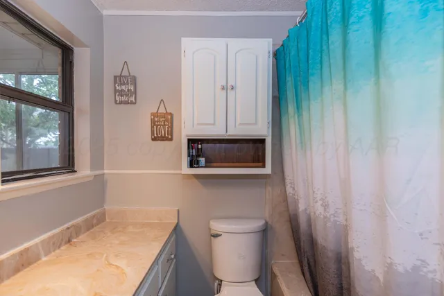 a bathroom with a toilet a sink and a window