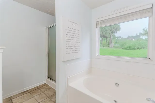 a bathroom with a bathtub